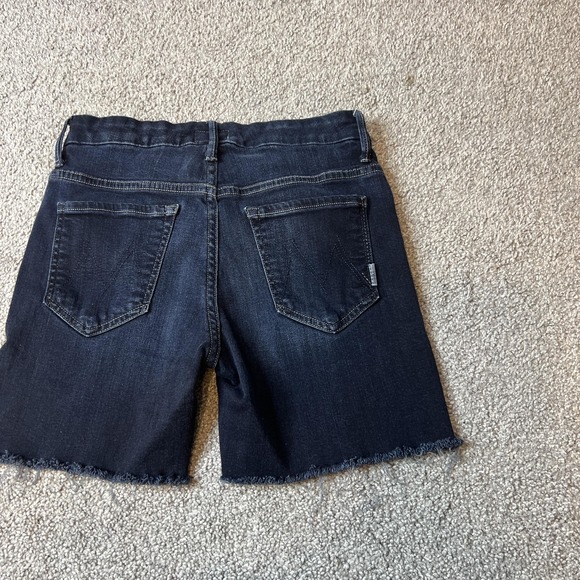 Mother Shorts Womens 28 Dark‎ Wash Denim Cutoff Raw Hem Jean Mid Rise Stretch - Picture 14 of 14